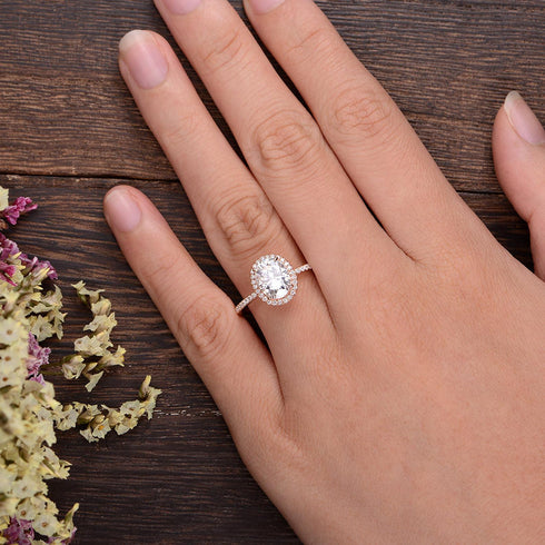 Hallmarked Silver Ring With Oval Cut Diamond