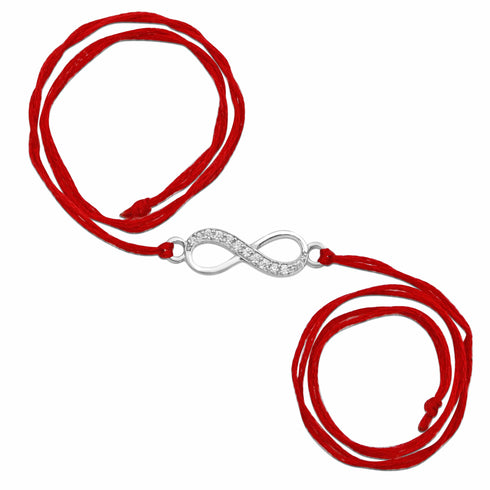Zarkan Infinity Love Precious Silver Rakhi With Roli Chawal
