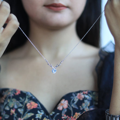 925 Silver Deer Heart Necklace For Dear Love