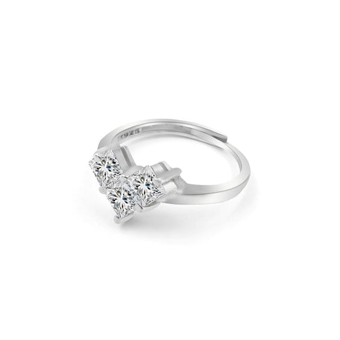 Zarkan Triple Beau Heart shape Silver Ring