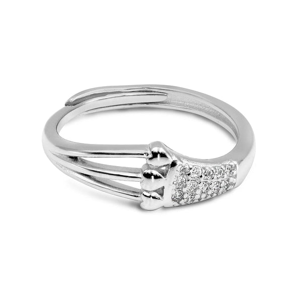 Zarkan Triple Love Heart Silver Zircon Ring