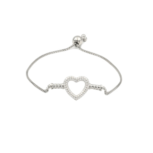 Zarkan Love Heart Minimal Silver Bracelet