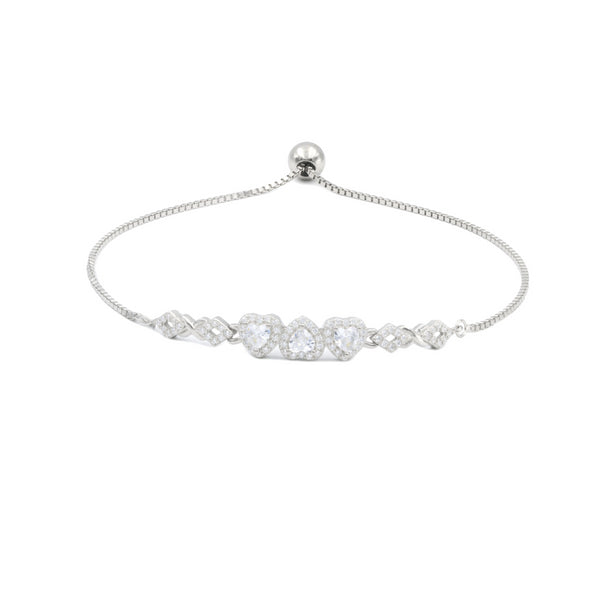 Zarkan Elegant Silver Love Heart Bracelet