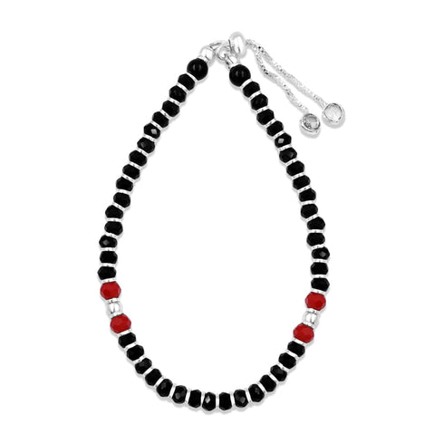 Zarkan 925 Silver Nazariya Bracelet With Marcasite Red Stones