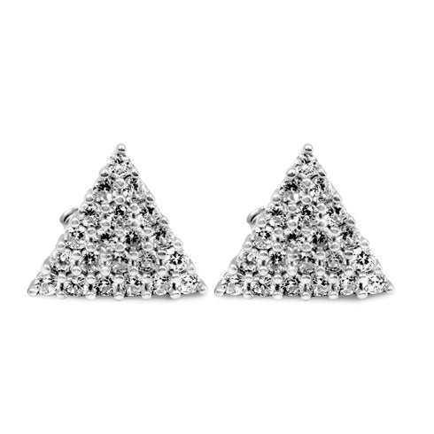 Zarkan Piramid Style AD Silver Stud Earrings