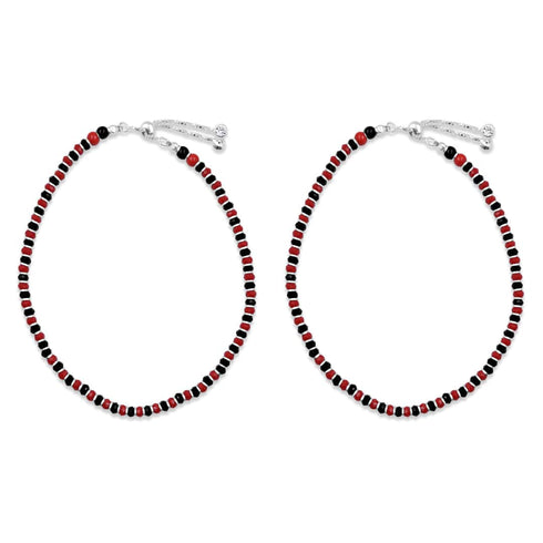 Zarkan 925 Silver Nazaria Anklet With High Quality Black & Red Marcasite Stones