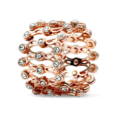 Zarkan Rose Gold Studded Supple Convertible Bracelet & Ring (RING Kada)