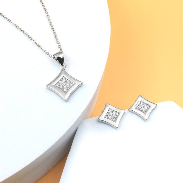 Zarkan Queen Of Diamonds Silver Jewelry Set