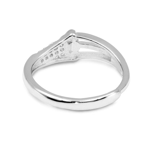Zarkan Triple Love Heart Silver Zircon Ring