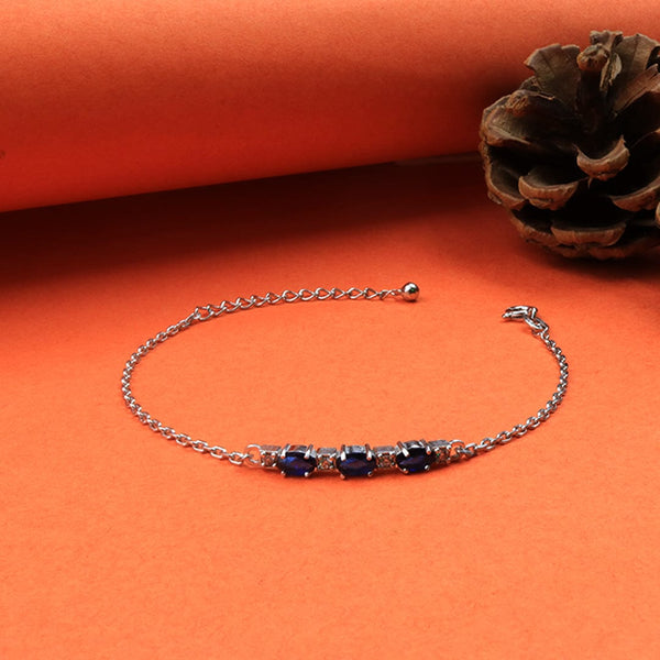 Zarkan Bold Blue Linear Silver Bracelet