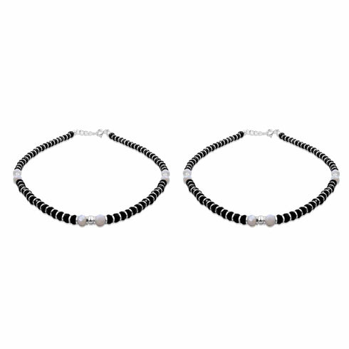 Zarkan 925 Silver Nazaria Anklet With High Quality Marcasite Stones & White Beads