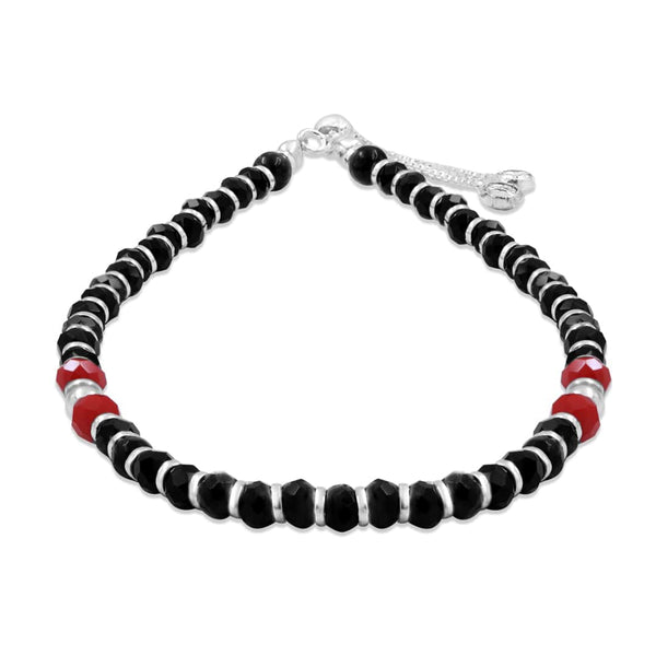 Zarkan 925 Silver Nazariya Bracelet With Marcasite Red Stones