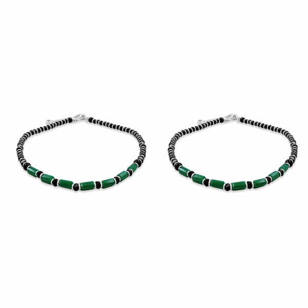 Zarkan 925 Silver Nazaria Anklet With High Quality Marcasite Stones & Emerald Stones