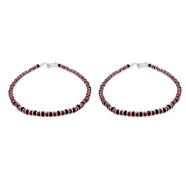 Zarkan 925 Silver Nazaria Anklet With High Quality Black & Red Marcasite Stones