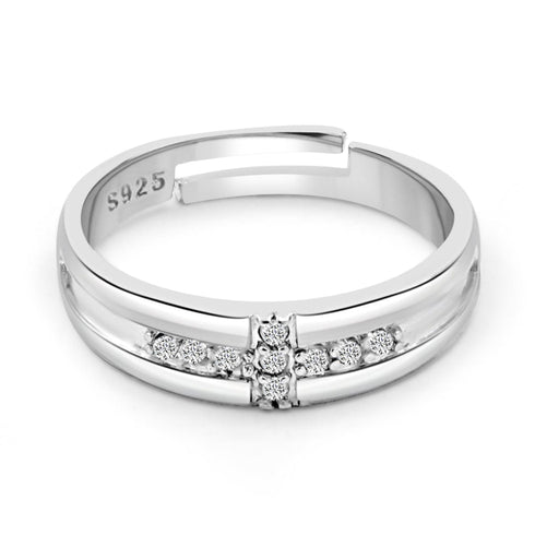 Zarkan 925 Silver + American Diamond Ring For Men