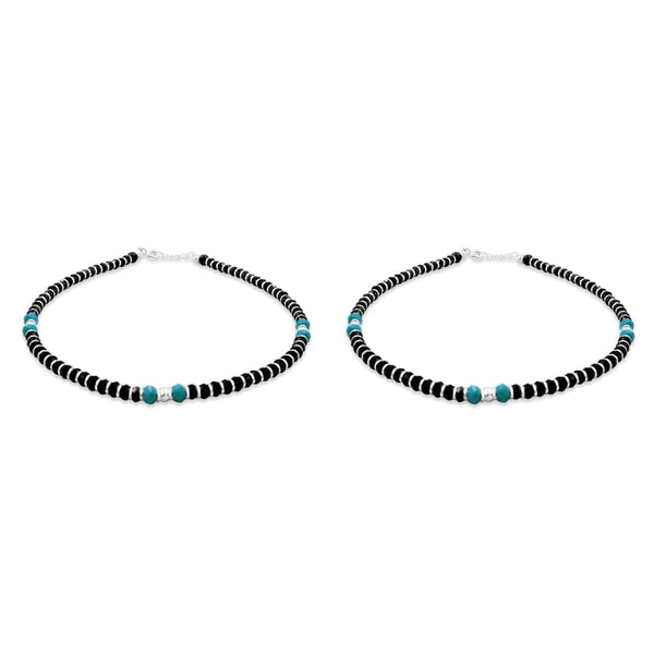 Zarkan 925 Silver Nazaria Anklet With High Quality Marcasite Stones & Blue Beads