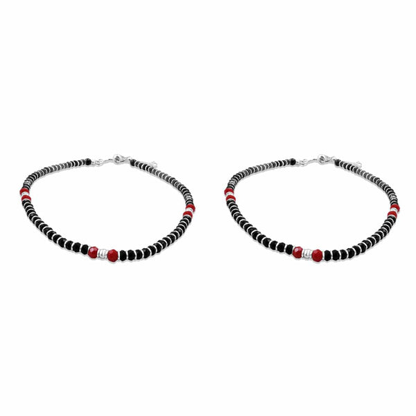 Zarkan 925 Silver Nazaria Anklet With High Quality Marcasite Stones & Red Beads
