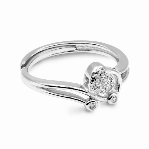 Zarkan Fruit Heart AD Pure Silver Ring
