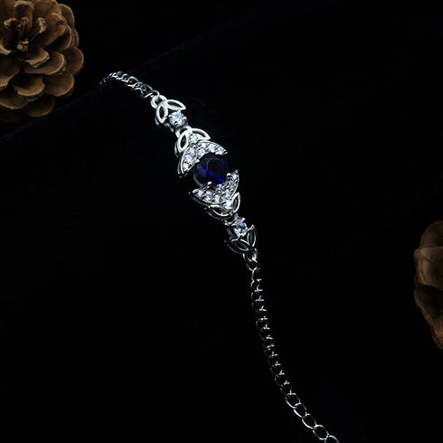 Zarkan Bold Blue Bits of Bloom Silver Bracelet