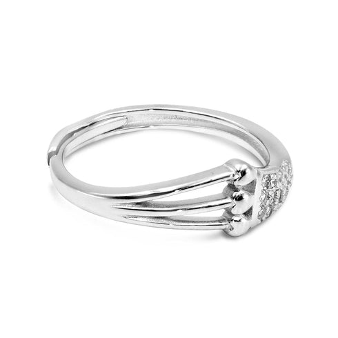 Zarkan Triple Love Heart Silver Zircon Ring