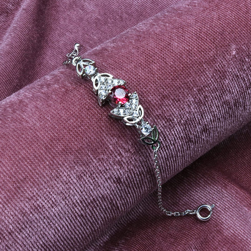 Zarkan Red Bits of Bloom Silver Bracelet