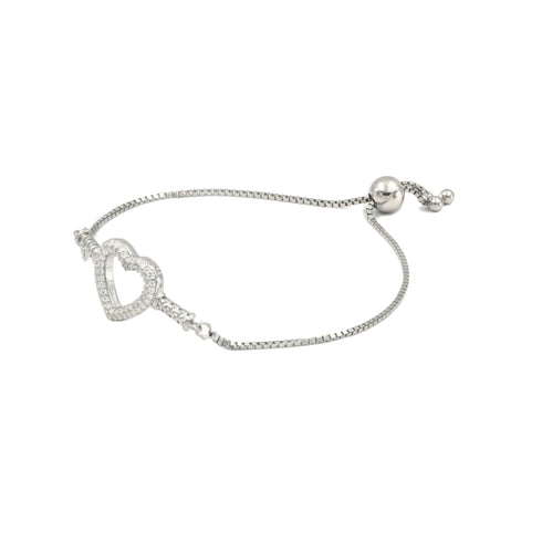 Zarkan Love Heart Minimal Silver Bracelet