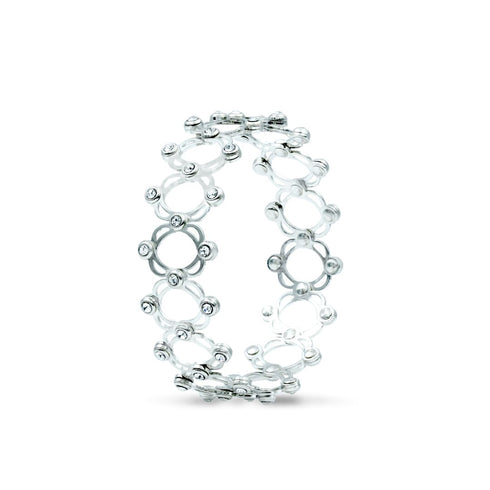 Zarkan Silver Studded Supple Convertible Bracelet & Ring (RING Kada)