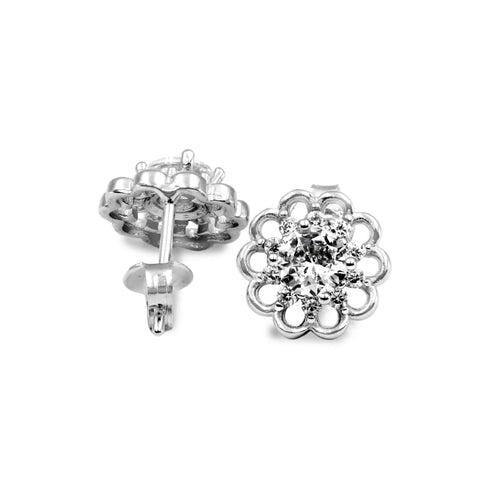 Zarkan Floral Stud Silver Earrings