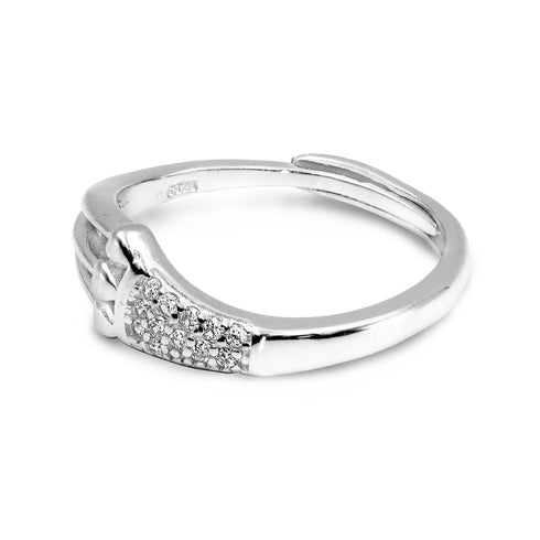Zarkan Triple Love Heart Silver Zircon Ring