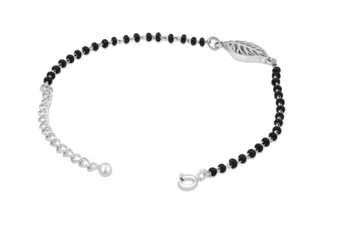 Zarkan Leaf Cut Checkerd Linear Silver Bracelet