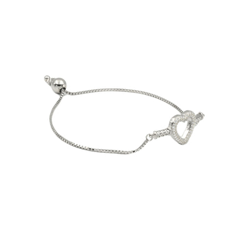 Zarkan Love Heart Minimal Silver Bracelet