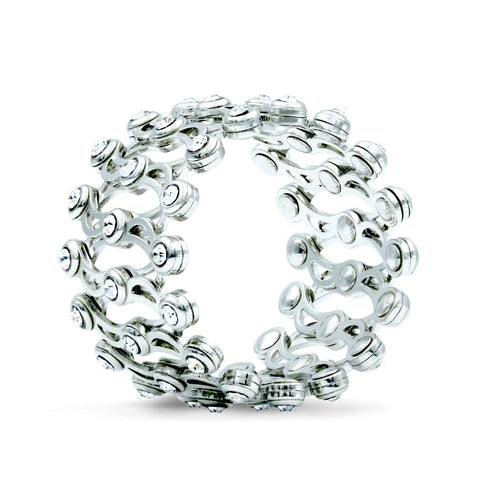 Zarkan Silver Studded Supple Convertible Bracelet & Ring (RING Kada)