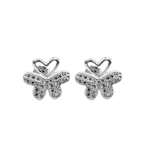 Zarkan Butterfly Heart Pure Silver Earrings