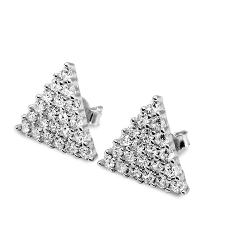 Zarkan Piramid Style AD Silver Stud Earrings