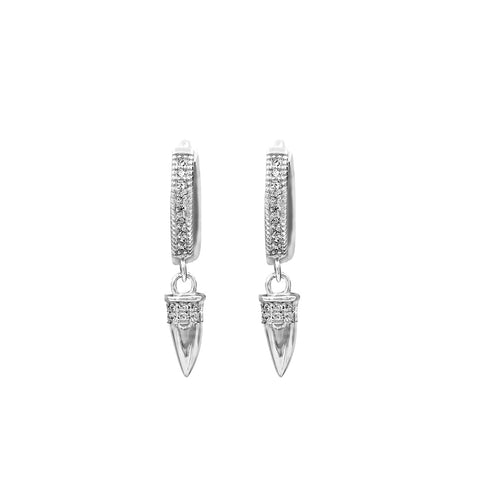 Zarkan Bullet Style Hoop Pure Silver Earing