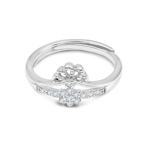 Zarkan Crafted Floral Minimal Pure Silver Ring