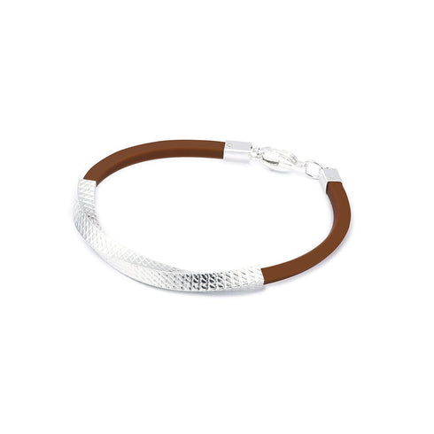 Zarkan Forever Knot Brown Silver Bracelet