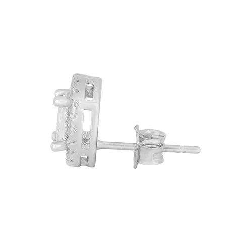 Zarkan Baguette Zircon Silver Earring
