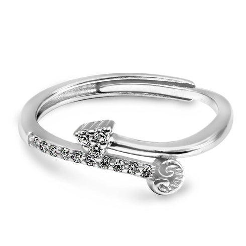 Zarkan Cute Love Arrow Zircon Silver Ring