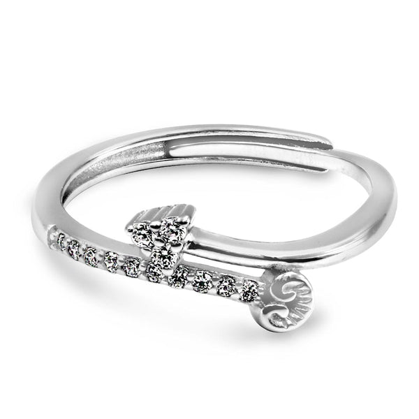 Zarkan Cute Love Arrow Zircon Silver Ring