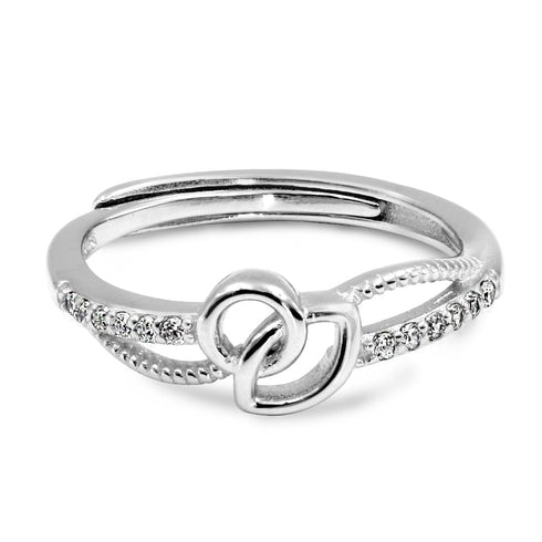 Zarkan Minimal Sterling Silver Linked Zircon Ring
