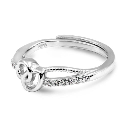 Zarkan Minimal Sterling Silver Linked Zircon Ring