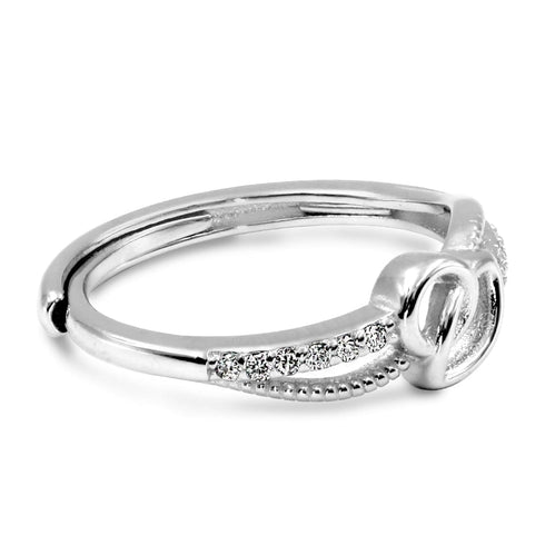 Zarkan Minimal Sterling Silver Linked Zircon Ring