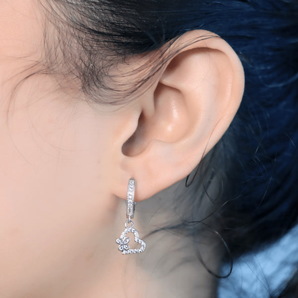 Zarkan Silver Heart Butterfly Earing