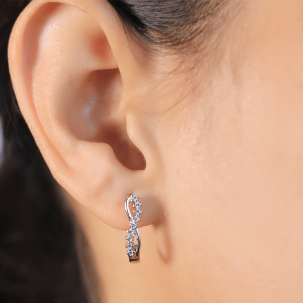 Zarkan Minimal Semi Hoop Silver Studs