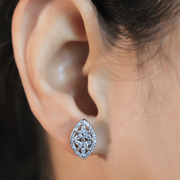 Zarkan Dual Butterfly Style Silver Studs