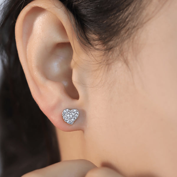 Zarkan Pan Leaf Zircon Silver Studs