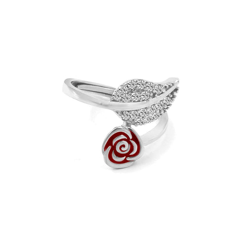 Zarkan Ravishing Rose Gold with leaf Silver RIng