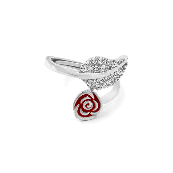 Zarkan Ravishing Rose Gold with leaf Silver RIng