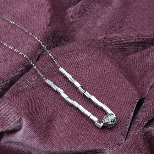 Zarkan 3D Box charm chain Silver Necklace